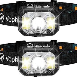 Voph Head Lamp 2 Pack, 1200 Lumens USB Type-C Motion Sensor Rechargeable Headlamp, 6 Modes Ultra-Light Headlamp with Red Light, Waterproof Led Headlamp for Hiking Camping Fishing Running Hunting-46