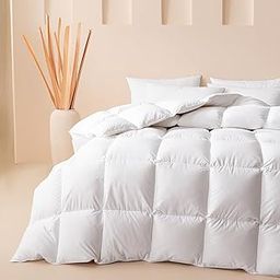 Cosybay Feather and Downfiber Comforter California King Size, Ultra Fluffy Duvet Insert, All Season White Cotton Cover Luxury Hotel Bedding Comforter with Corner Tabs, 104"x96"-image-20