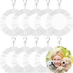 10 PCS 8Inch Sublimation Wind Spinner Blank Sublimation Wind Spinner Blank 3D Aluminum Wind Spinners Hanging Wind Spinners Indoor Outdoor Spinner Suspension Decoration Yard Garden Window Balcony Porch-image-20