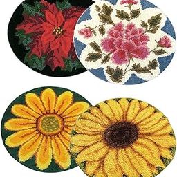 bnf® 4 Sets Latch Hook Kits for Beginners Flowers Carpet Rug Cushion Embroidery | Latch Hooking Kits | Latch Hooking | Rug Making | Needlecrafts & Yarn-picture-28