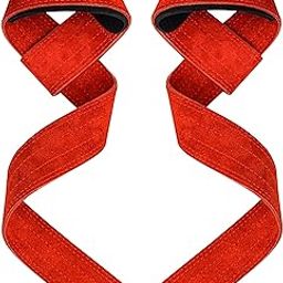 Premium 100 % Genuine Leather Weightlifting Gym Straps with 5mm Neoprene Padded Wrist Support Heavy Duty Double Stitched, Deadlifting, Powerlifting Gym Accessories for Men and Women with 54 CM Hand Bar Grip Extra-long length (Maroon)-image-95