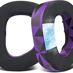 SOULWIT Cooling-Gel Earpads Replacement for Corsair HS80 Max/HS80 USB Wired/HS 80 RGB Wireless Gaming Headsets, Ear Pads Cushions with High-Density Noise Isolation Foam - Purple Black-image-34