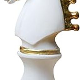 CALANDIS Chess Pieces Statue with Gold Paint Resin Gift for Desk Living Room Office White Horse Shape | Home & Garden | Home D?Cor | Figurines-image-98