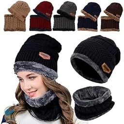 Winter Unisex Woolen Cap Neck Scarf and Warm Beanie Cap SetWinter Cup (Cap & Scarf (Multi)) Multicolour-picture-14
