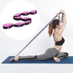 Bnf® Yoga Pull Strap Fitness Stretching Band Resistance Loop Pink_8 Loops-image-74