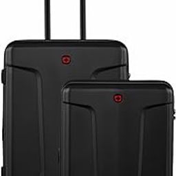 Legacy, Swiss Designed 2 Pc Luggage Set | Carry-On & Medium Hardside (39L + 66L Capacity) | TSA Lock & Quiet Dual-Caster Wheels | Travel Luggage Bag for Business & Leisure, Black and Red-image-11