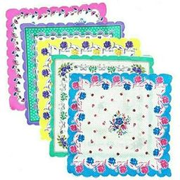 Women's Girl's Ladies Soft Cotton Big Size Handkerchiefs with Floral Prints (Multicolour, 37x37-CM.) -Pack of 6-picture-8
