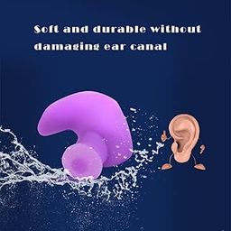 Meirs Swimming & Bathing Ear Plugs Reusable Silicone, Waterproof Design for Swimming, Bathing, and Noise Reduction (1 Pair Purple)-3