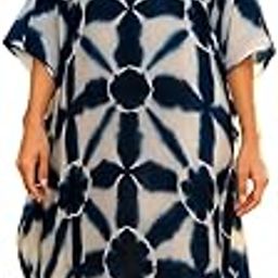 maaesa Women Navy Blue & White Handcrafted Tie-Dye Rayon Loose Fit Kaftan Dress | V-Neck | Flowy Kaftan Style | Lightweight & Breathable Fabric | Casual Wear-picture-18