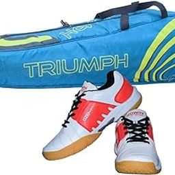 Gowin Badminton Shoe Power White/Red Size-9 with Triumph Badminton Bag 304 Sky/Lime-image-56