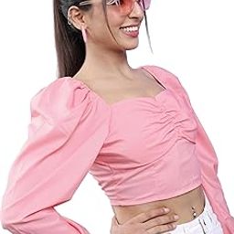 Women's Long Sleeves Sweet Heart Neck Solid Tops| Stylish Casual wear-image-58