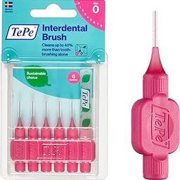 0 Adult Tepe Interdental Manual Brush Original-Pink 0.4Mm 6 Pack-Recommended By Dentists For Best Oral Health, Healthy Mouth & Gums Between Dental Visits, Prevent Bad Breath And Periodontal Disease-picture-1