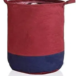 generic Home Style India Round Non Woven Fabric Foldable Laundry Basket, Toy Storage Basket, Cloth Storage Basket With Handles,45 L (Maroon)-picture-6