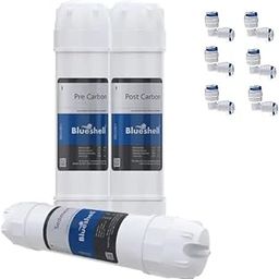 KMI Blueshell Inline Filter Set, Pre Carbon Filter, Sediment Filter, Post Carbon Filter and Elbow, Inline Filter Set for All RO Water Purifier-10