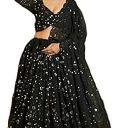 Black Color Sequence work Georgette Lehenga Choli With Dupatta For Womens-image-37