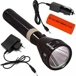 Rechargeable Metal Body Flashlight T-95, 600 mtr Range Torch (Black : Rechargeable)-image-71