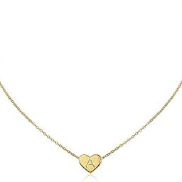 Heart Initial Necklace, 18K Gold Plated Stainless Steel Tiny Heart Letter Necklace Dainty Small Lovely Heart Pendant Personalized Name Necklace for Women Girls-image-83