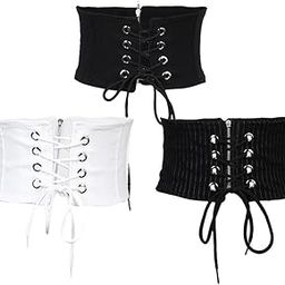 Womens Elastic Wide Waist Belt Stretch Waspie Corset Waist Band Black-image-93