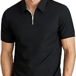 Men's V-Neck with Zip Closure Type T-Shirt Men's Regular Fit-image-5