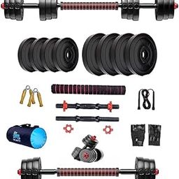 Bodyfit Dumbles Gym Set, Home Gym Weight Plates + 1 Multi 3in1 Extension Rod, Pair of New Dumbbell Rods, Men Women Exercise Set with Gym Bag. (10kg Weight Plates(2.5kgx4))-3