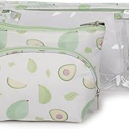 Set of 3 Cosmetic Pouches – Large, Medium, and Small Makeup & Toiletry Organizer, Travel Vanity Pouch with Zipper Closure (Avocado)-17