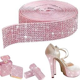 MAYCREATE® 1Roll Self Adhesive Crystal Rhinestone Ribbon Diamond Bling Tape, Rhinestones Strips Sticker for Arts Crafts Wedding Birthday Party DIY Event Car Phone Decoration, Pink-image-37