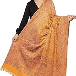 Women's Jamawar Shawl, Mustard-image-51