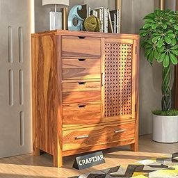 CRAFTJAR Craftzar Furniture Solid Sheesham Wood Wooden Chest of Drawers with 7 Drawer Storage | Multipurpose Storage Cabinet Rack for Bedroom Home Living Room (Walnut Finish) (Honey Finish)-image-111