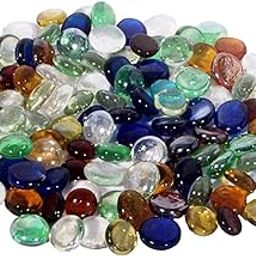 Elettra stones for decoration||colour stones||pebbles for decoration|| Shiny Round Glossy Glass Stone Pebbles for Aquarium Plant Pots Vase Filler Home Table Decor & Garden Outdoor Decoration (Multicolor, 500 Grams)-image-32