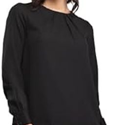 Classic Crew Neck Front Pleat Detail Women Top with Full Sleeves, Gathered Cuff and Pull on Regular-image-24