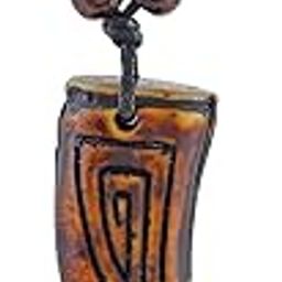 Wooden Resin Bohemian retro Tribal jewellery Rhino Horn design Pendant Necklace, Vintage Style, for Men and Boys (NKMT3989)-image-9