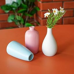 Ekhasa Ceramic Bud Flower Vase Set of 3 | Mini Flower Vases Combo for Home, Living Room, Dining Table or Office Decor | Gift Item Pack for Housewarming Ceremony | Center Table Small Decorative Items-image-29
