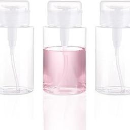 DNSEN 3 Pack Push Down Pump Dispenser Empty Push Top Bottles Containers for Nail Polish Makeup Remover Micellar Water Facial Toner 6.7oz/200ML-image-93