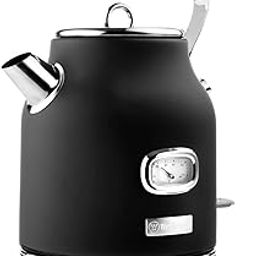 Westinghouse 1.7L 2200W Retro Series Electric Kettle | Fast Boil, Water Boiler For Hot Drinks, Quiet Boil & Detachable Filter | Temperature & Water Level Indicator | 2 Years Warranty (Black)-2