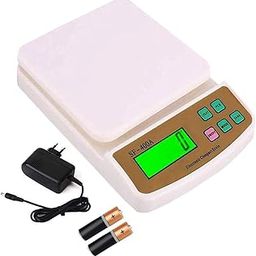 Shine Digital scale Digital Kitchen Weighing Scale for Shop and Home Electronic Weight Machine with Adapter LCD Display Screen Scale For Kitchen Scales, Vegetable Shop - SF-400A 1g x 10kg - (White)-10