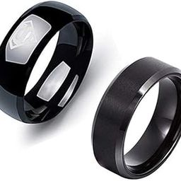 Rings for Men Combo of 2 PC Ring Stainless Steel Superman Black Band Rings Set for Men and Boys.-26