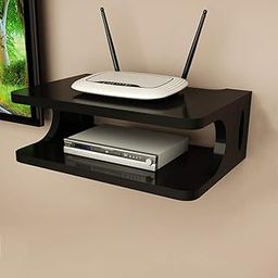 Ancint Shoppee Wooden Setup Box Wooden Wall Shelf (Color Black)-image-91