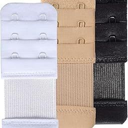 3 Pieces Women's Bra Extenders 2 Hook Comfortable Stretchy Bra Extension Strap (Free Size) (Black, White, Nude)-9