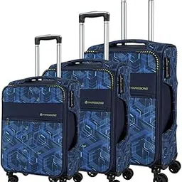 harissons Hexon Luggage Travel Trolley Bag Set of 3 (20" 24" 28" Inch Small Medium Large) Blue Green | 8 Wheels Trolly Bag Check-in Suitcase with Built in TSA Lock | Sleek, Quick Access Front Pocket-picture-0