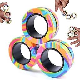 Yeefunjoy Magnetic Rings Fidget Toy, ADHD Idea Toys Shaking, Magnets Fidget Adults Rings for Anxiety Relief Therapy, Shaking Package Great Gift-17