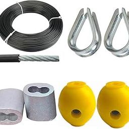 Gym Machine Cable Wire (6mm) with Locking Accessories – Eye Locks, Ferrule Locks & Wire Ball Attachment (Black Wire, 10 Meter)-image-6