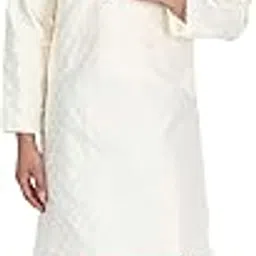 amazon brand - anarva Men's Brocade Art Silk Woven Design Kurta Pajama Set Checked Pattern Festive Party Dress-picture-3