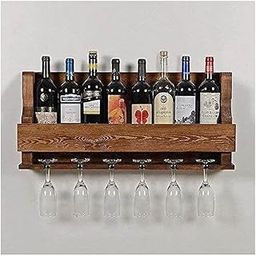 Jdav Rustic Wood Wine Rack Wall Mount with Glass Holder, Wine Bottle Storage Shelf, 8-Bottle and 6-Glass Capacity-image-16