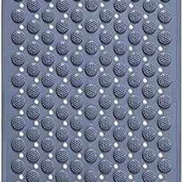 Anti Skid Bath mat with Foot Scrubber for Bath Room Shower mat with Suction Cups & Drain Holes Silicone Floor mat for Kids & Adults (70x35 Cm) (Grey)-image-42