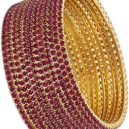 Set of 12 Latest Traditional Design Gold Plated Stone Bangle for Women-5