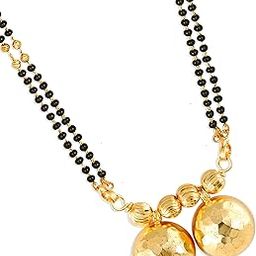 2 Vati Wati Mangalsutra For Women Girls Ladies Temple South Indian Traditional 1 Gram Gold Stylish Maharashtrian Long Chain Double Mangal sutra Pendant Tanmaniya Black golden Nallapusalu Chains-image-72