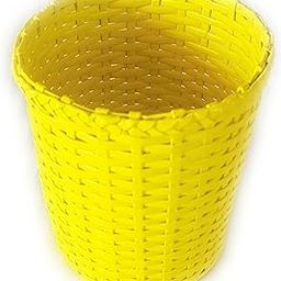 Sonas Creation Paperus, Small Size 8 Inch TALL, 5 Liter, Yellow, Open Top Waste Basket, Dustbin, Trashcan, Paper Bin, Vaastu, Eco-friendly, Handmade, of Paper Ropes-1