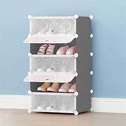 AYSIS DIY Shoe Rack Organizer/Multi-Purpose Plastic 5 Layers Portable and Folding Shoe Rack (Grey)-16