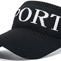Open Head Sun Visor Sport Ponytail Adjustable Summer Cap SunVisor, UV Protection Cap for Golf Tennis Cricket Cycling Running - Sun UV Protection(Black)-image-38