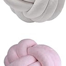 UJEAVETTE 2Pcs Sofa Knot Ball Pillow Lumbar Cushion for Modern Household-image-44